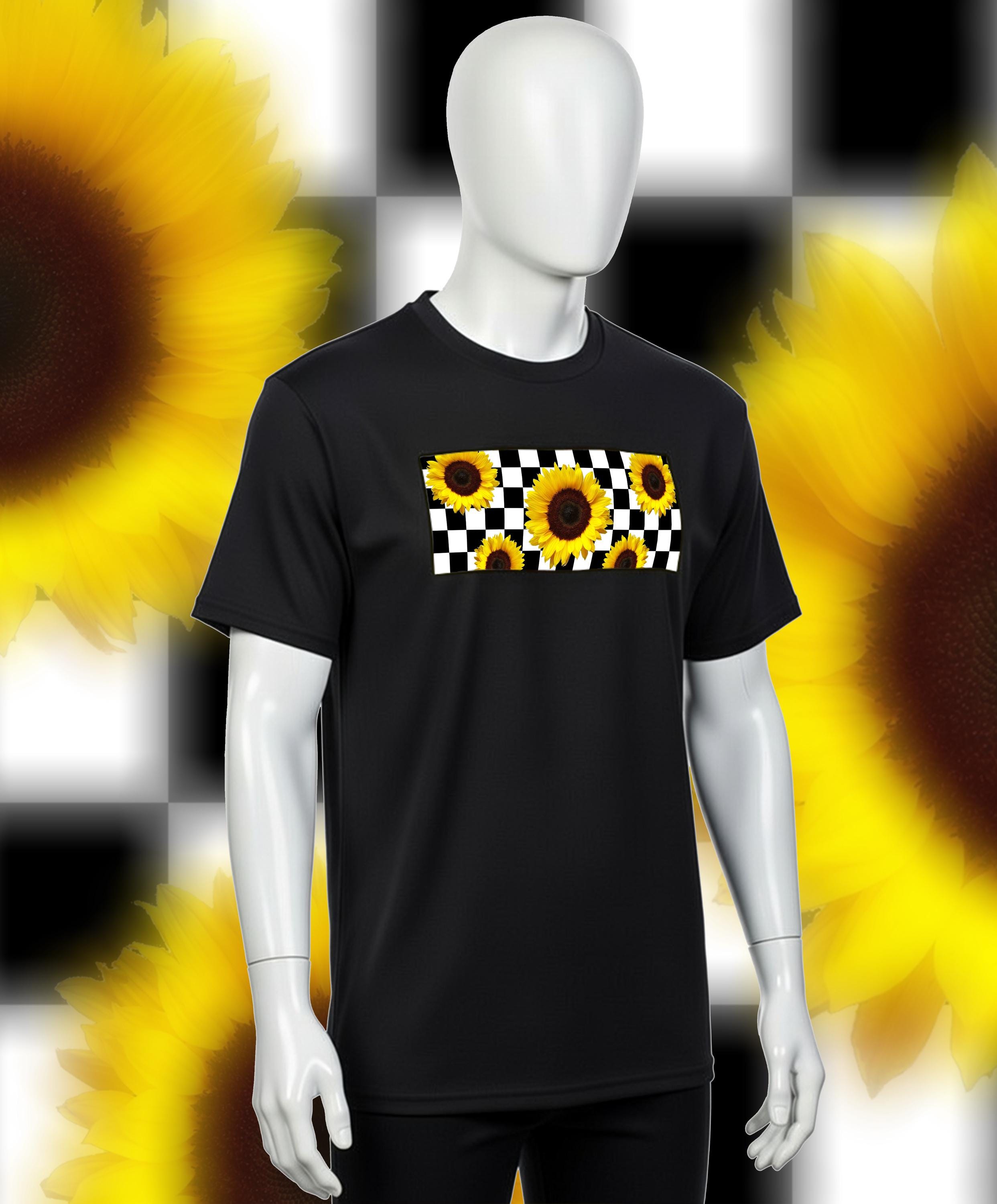 Checkerboard Sunflower T Shirt - (black) - Etsy