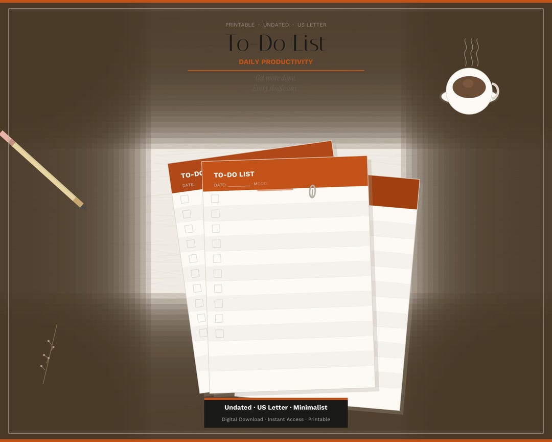 Minimalist to Do List Printable | Daily Task Planner (digital Download ...