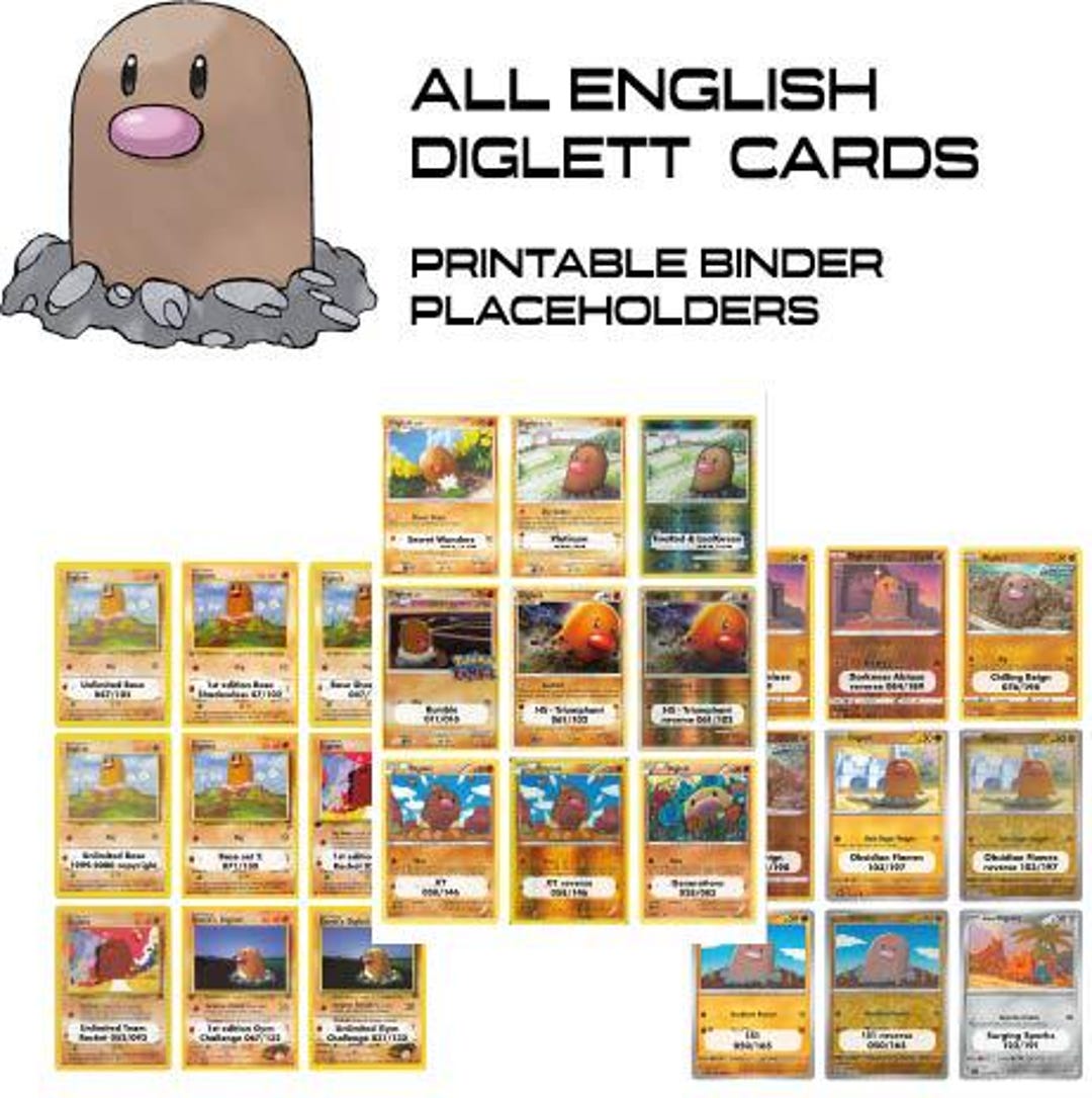 Diglett Pokemon Binder Placeholder Card | TCG Starter Printable ...