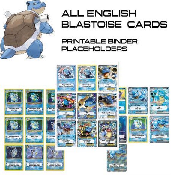 blastoise pokemon card binder Blastoise Master Set Placeholder | Pokemon TCG Binder Card | Printable  Filler