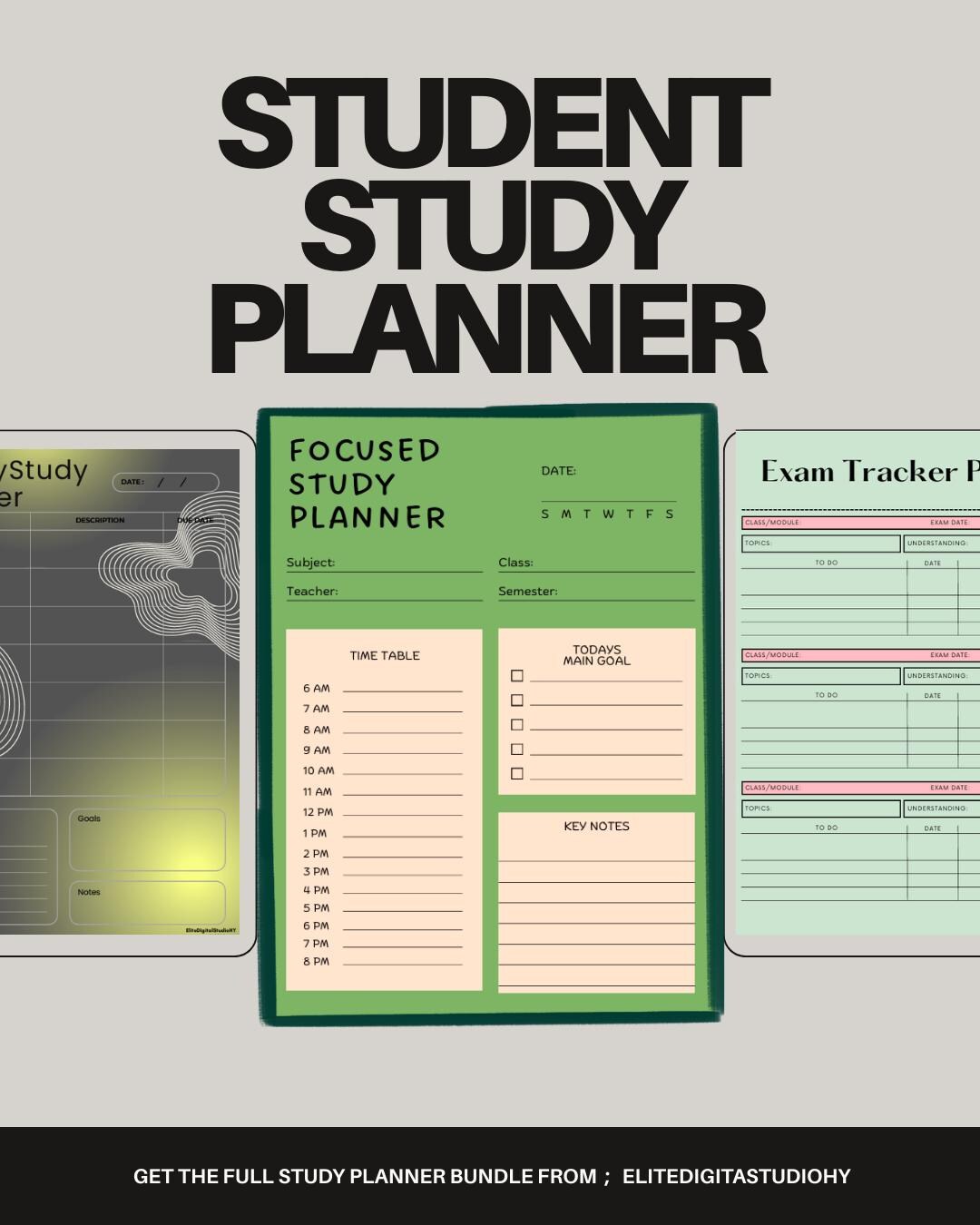 Daily Study Planner Printable PDF | Academic Productivity Planner ...