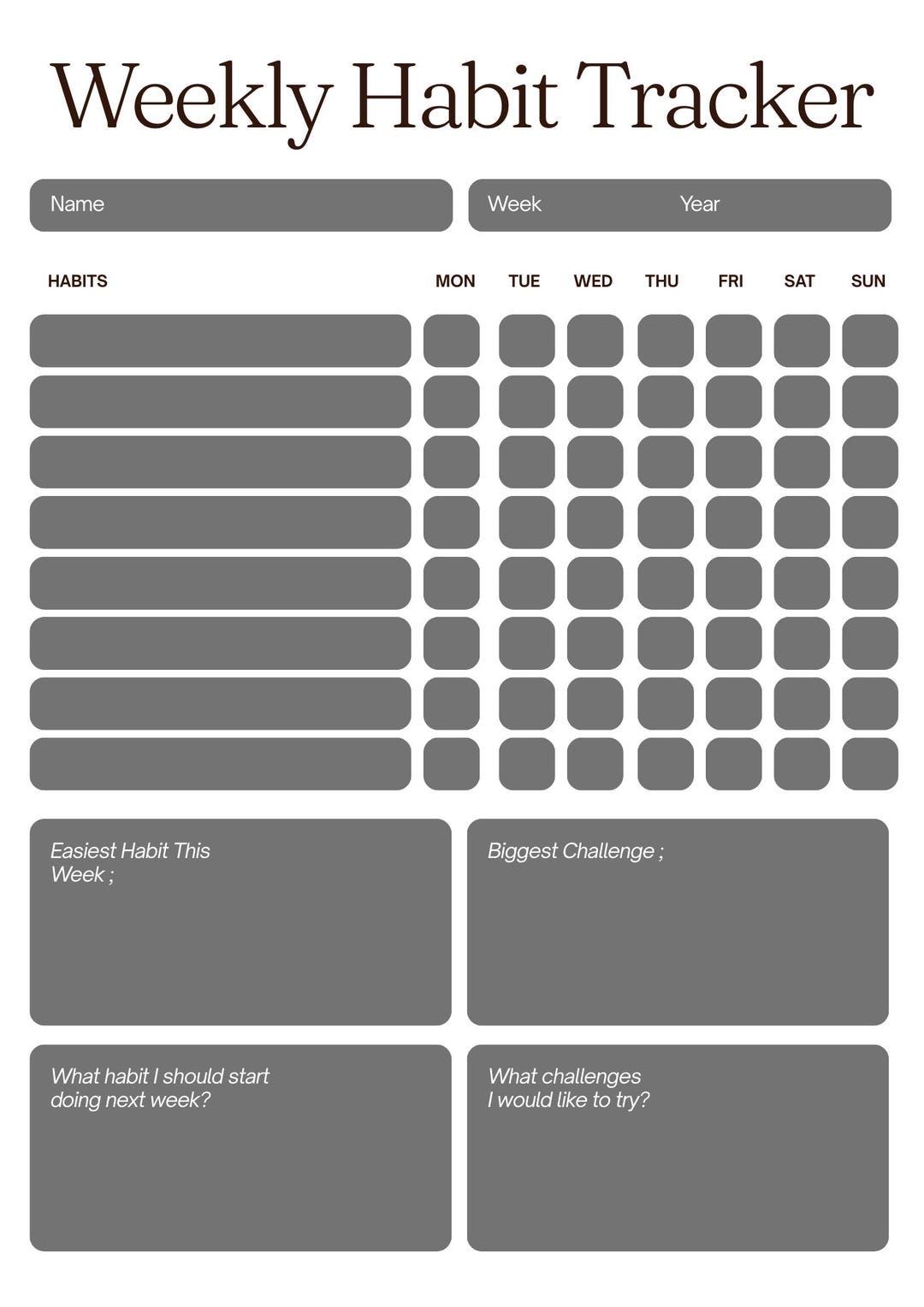 Weekly Habit Tracker Printable | Productivity Planner (A4/US Letter) - Etsy