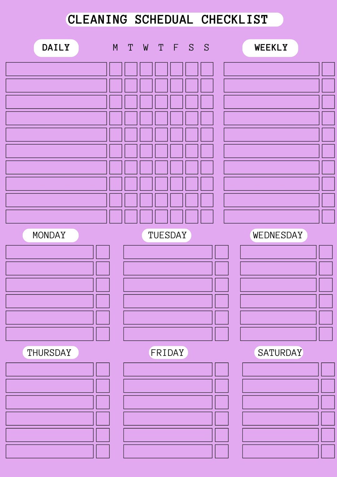 Cleaning Checklist Printable | Weekly House Cleaning Planner - Etsy