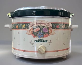 Olla de cocción lenta Rival Crock Pot de 5 cuartos de galón de cerámica A Garden Of Good Things, modelo 3355