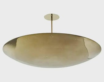 Mid Century Modern Messing Dome Kronleuchter | Perforierte 6-flammige Unterputz Leuchte