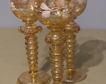 Juego de 3 copas de vino vintage Fritz Heckert Romer