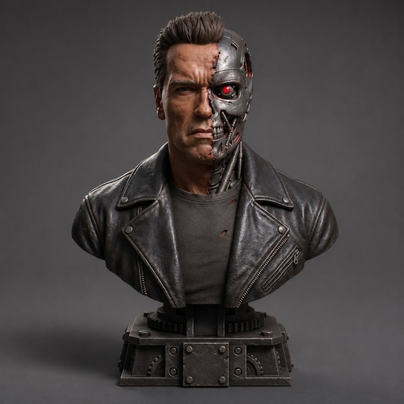 Terminator Bust STL File, T-800 Robot Bust 3D Print, Sci Fi Digital Download