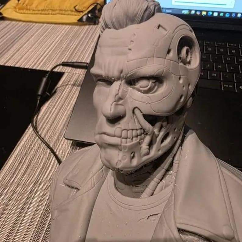 Terminator Bust STL File, T-800 Robot Bust 3D Print, Sci Fi Digital Download image 2