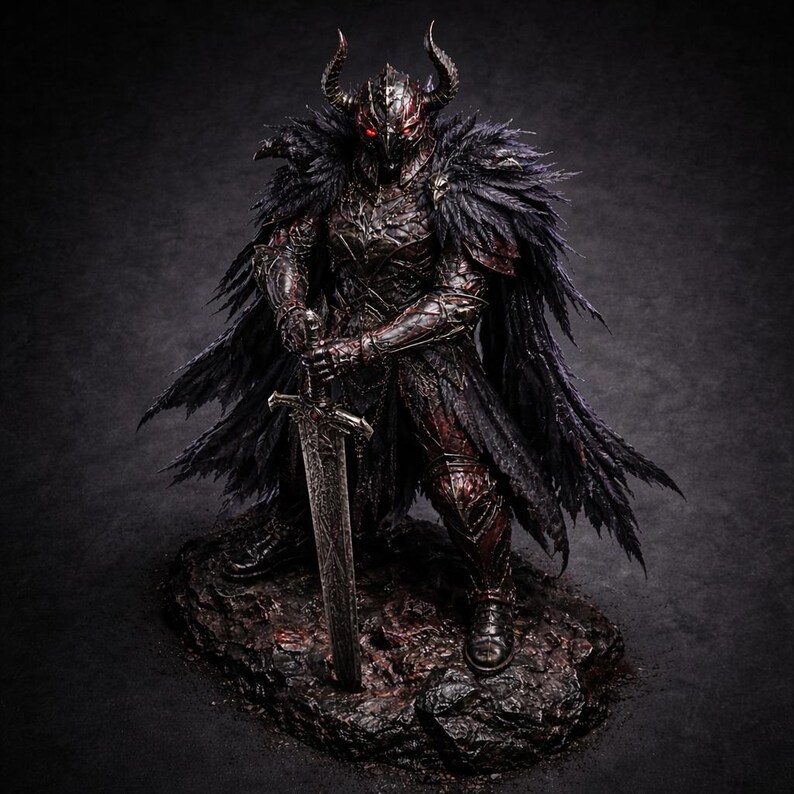 Raven Knight STL File | Dark Fantasy Warrior 3D Print Model | Norse ...