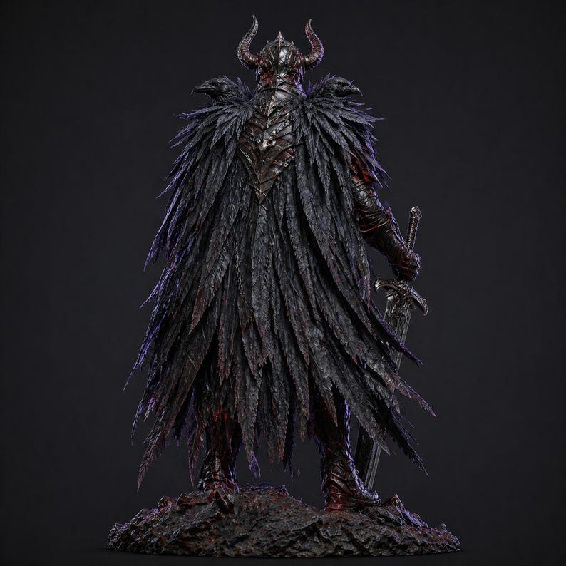Raven Knight STL File | Dark Fantasy Warrior 3D Print Model | Norse ...