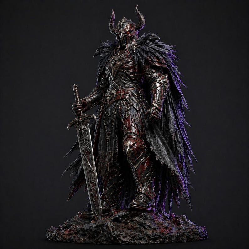 Raven Knight STL File | Dark Fantasy Warrior 3D Print Model | Norse ...