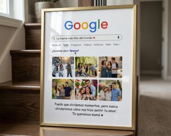 Regalo para Mamá Día de la Madre, Póster Personalizado Imprimible, Collage de Fotos Familiar, Arte Búsqueda Google, Descarga Digital