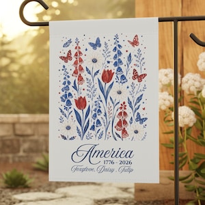 Bandiera da giardino con digitale, margherita e tulipano FDT, bandiera floreale da giardino patriottica, sottile stendardo da giardino anti-Trump, decorazione femminista per esterni USA