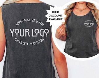 Custom Comfort Colors Tank Top, Personalized Logo Design Front and Back, Bulk Orders Available