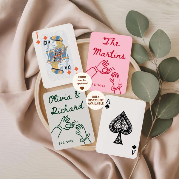 Custom Wedding Playing Cards, Personalized Poker Deck With Names & Date, Unique Wedding Favor Gift, Anniversary Couple Game Night Cards