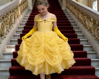 Princess belle dress for girls, beauty and the Beast outfit, belle princess gown fairytale costume