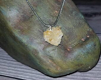 Quartz Cluster Heart Shaped Silver Pendant