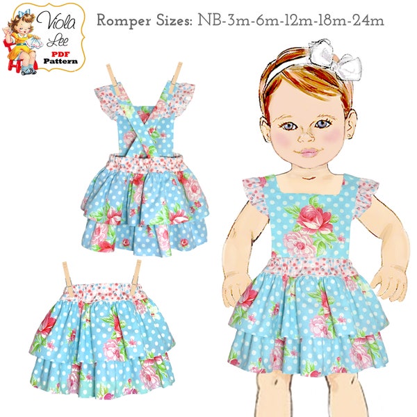 Dress, Skirt or Baby Romper with Attached Bloomer PDF Sewing Pattern. Digital Instant Download. Amelia
