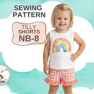Girls Ruffle Shorts PDF Sewing Pattern. Includes sizes NB-8. Instant Digital Download, Tilly
