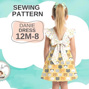 Sleeveless Dress Pattern for Girls, PDF Sewing Pattern, Sizes 12m-8, Toddler, Little Girl Flutter Sleeve Dress. Danie image 1