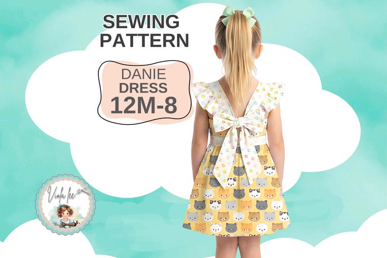 Sleeveless Dress Pattern for Girls, PDF Sewing Pattern, Sizes 12m-8, Toddler, Little Girl Flutter Sleeve Dress. Danie image 1