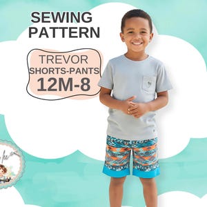 Naaipatroon voor jongensbroeken en -shorts, pyjamabroeken voor meisjes of jongens. Digitaal naaipatroon in PDF-formaat. Direct te downloaden. Trevor