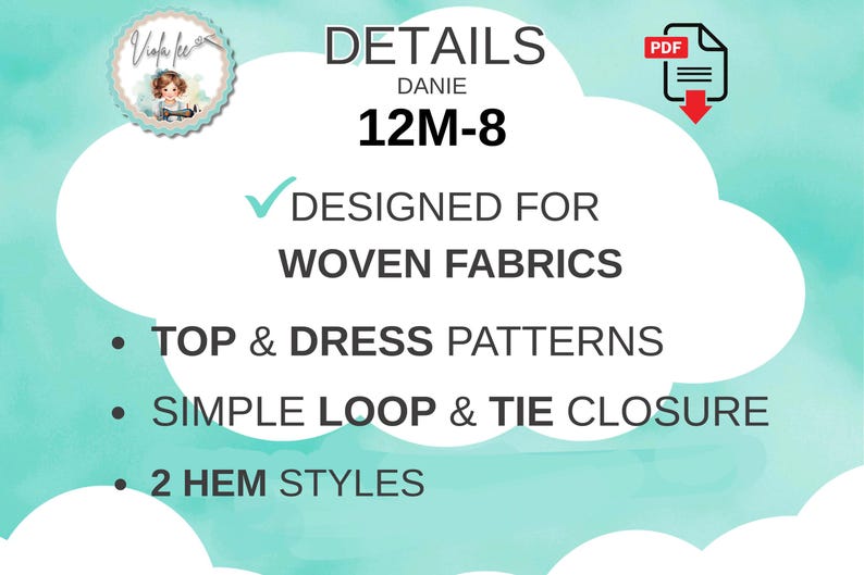 Sleeveless Dress Pattern for Girls, PDF Sewing Pattern, Sizes 12m-8, Toddler, Little Girl Flutter Sleeve Dress. Danie image 5