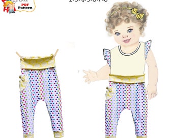 Kids Harem Style Knit Pants PDF Sewing Pattern. Instant Download. Adalyn