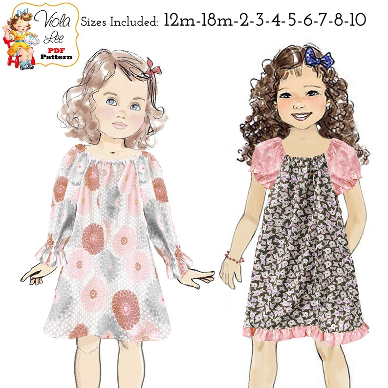 Vintage Style Peasant Dress & Top PDF Sewing Pattern. Instant Download. Tessa image 1