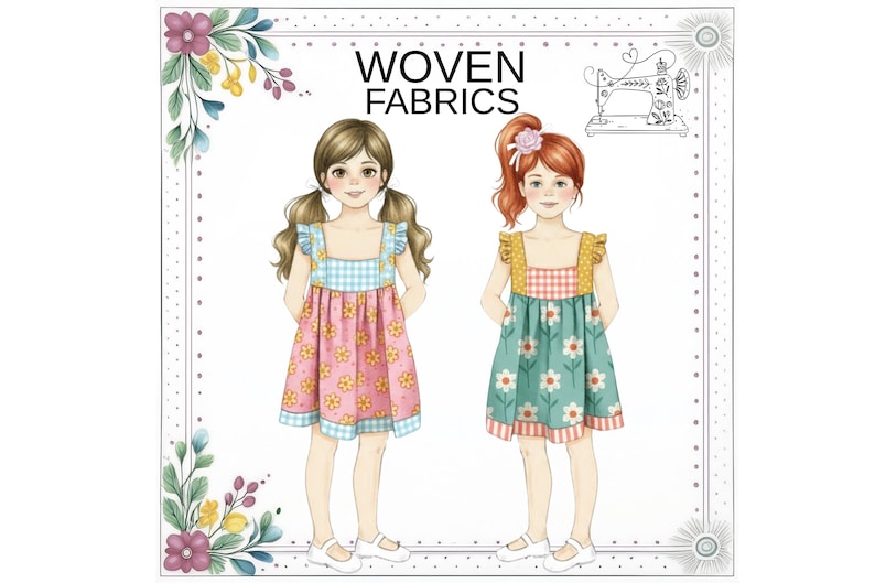 Girls Flutter Sleeve Open Back Sundress PDF Sewing Pattern. Simple, Ruffle and Band Hem Options. Toddler sizes. Instant Download, Willow image 7