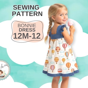 Girls Dress PDF Sewing pattern. Beginner Friendly. Bonnie
