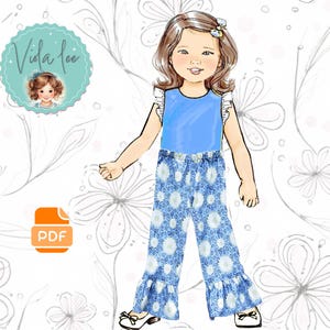 Girl&#39;s Ruffle Pants PDF Sewing Pattern, Single or Double Ruffles. Infant, Toddler Ruffle Pants Pattern. 12mo to 8  INSTANT DOWNLOAD.  Becky