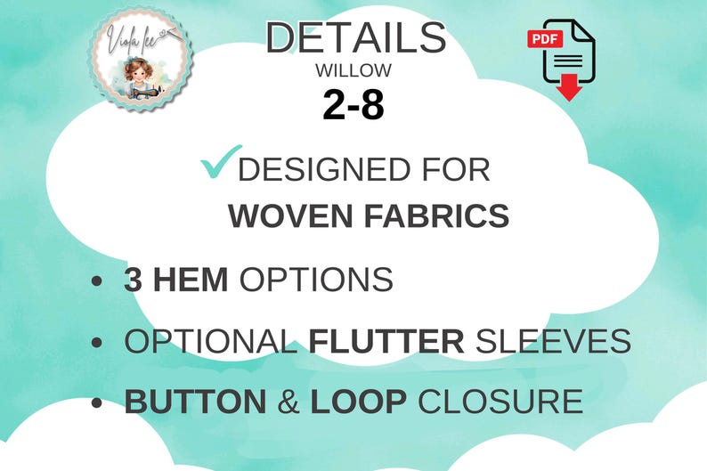 Girls Flutter Sleeve Open Back Sundress PDF Sewing Pattern. Simple, Ruffle and Band Hem Options. Toddler sizes. Instant Download, Willow image 6