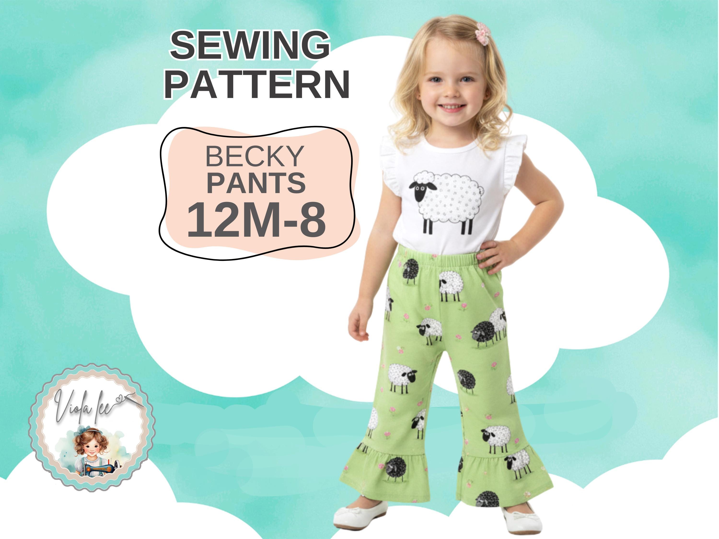 Girl's Ruffle Pants PDF Sewing Pattern. Make With Single or Double