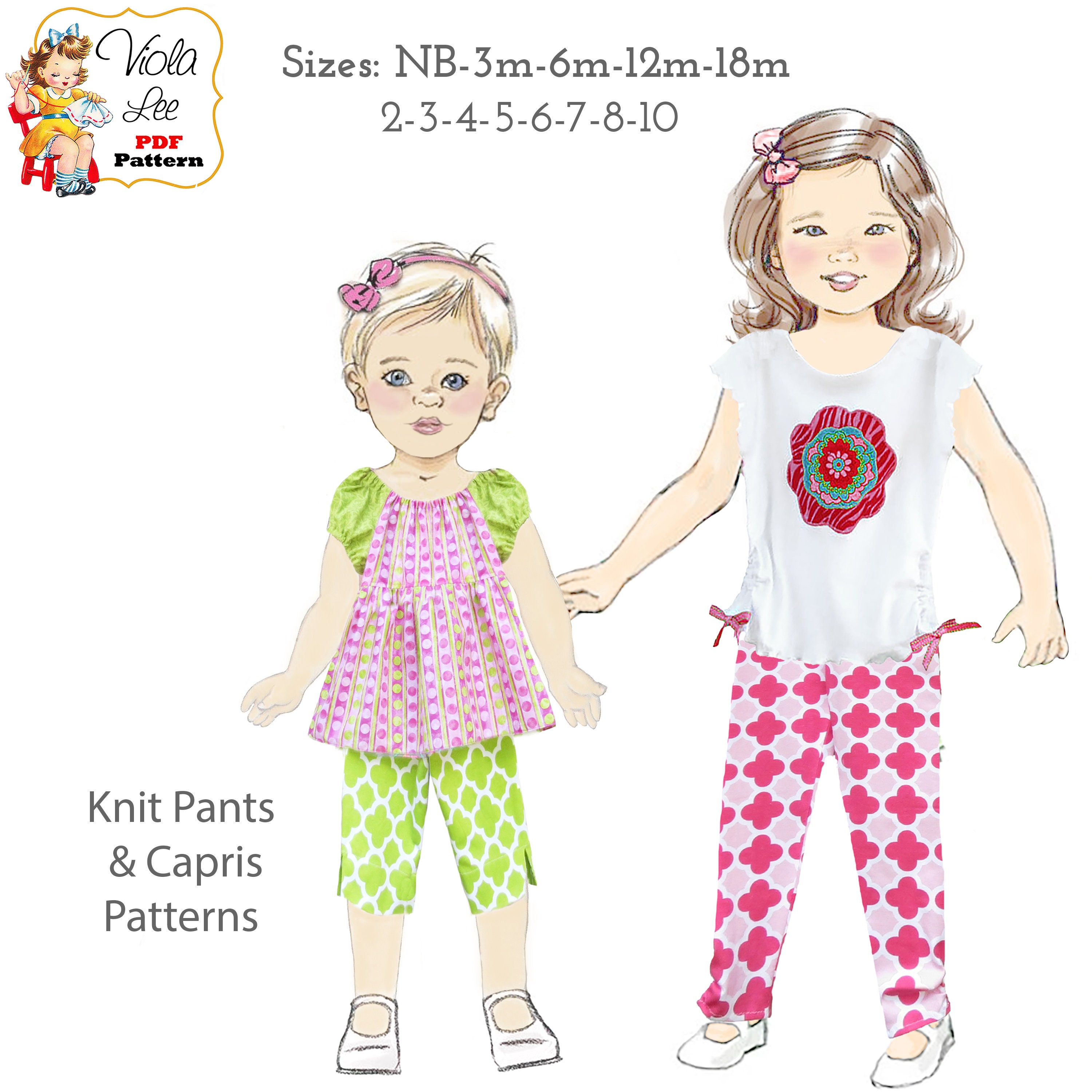 Kara's Triple Ruffle Pants and Capris Sizes NB to 8 Kids and Dolls