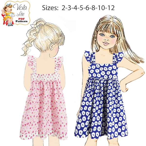 Girls Dress Sewing Pattern for Toddler Summer Dress with Flutter Sleeve Birthday Party Dress for Flower Girls Dress for Beach Photos Kinsley
