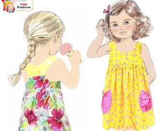 Razor Back Dress & Top PDF Sewing Pattern. Sweet girls Gift. Instant Download. Sonia