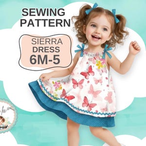Girl's Easy Summer Layered Pillowcase Dress in Toddlers and Girls Sizes. PDF Sewing Pattern. Instant Digital Download. Sierra