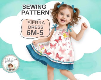 Girl's Easy Summer Layered Pillowcase Dress in Toddlers and Girls Sizes. PDF Sewing Pattern. Instant Digital Download. Sierra