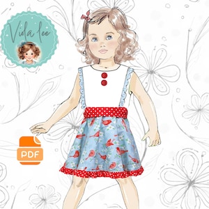 Easy Girls Full Circle Twirl Skirt PDF Sewing Pattern. Ruffle Hem option. Toddler, Girls Sizes 2-8. Digital Instant Download.  Fiona