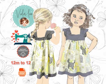 Easy Girls Summer Dress-Top PDF Sewing Pattern. Instant Digital Download.  Girls Birthday Gift. Bonnie