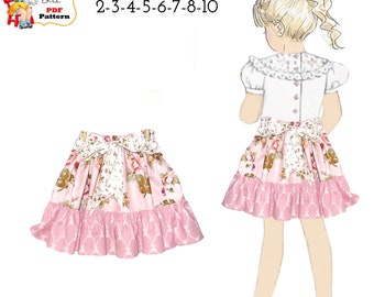 Girls Ruffled Twirl Skirt PDF Sewing Pattern. Instant Download. Shaylen