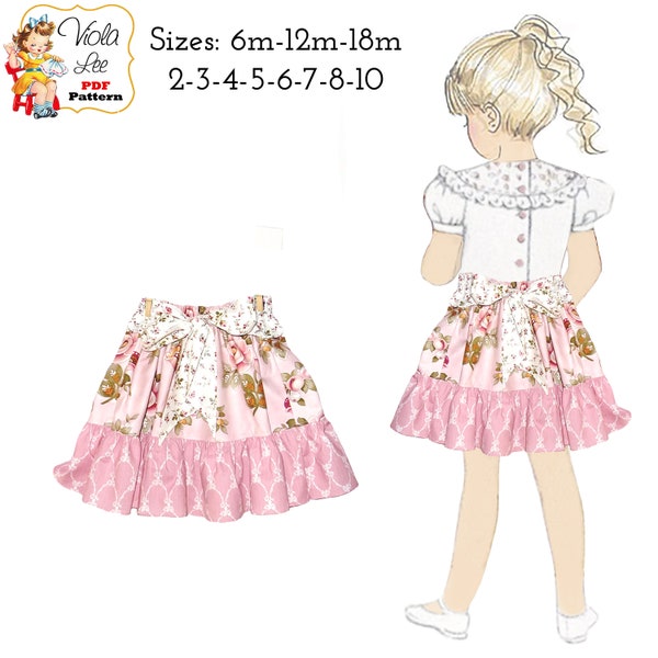 Girls Ruffled Twirl Skirt PDF Sewing Pattern. Instant Download. Shaylen