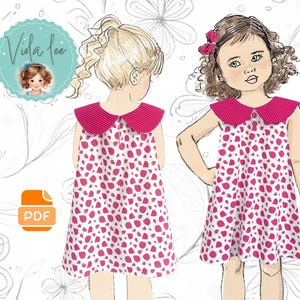 Girls Dress with Peter Pan Collar PDF Sewing Pattern. Toddler & Girls sizes 2-8. Instant Digital Download. Charlotte