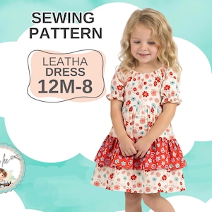 Schnittmuster für ein Mädchen Klassisches Boho Kleid. PDF Sofortdownload. Größen 12-18m, Leatha