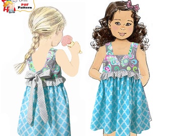 Girls Summer Dress PDF Sewing Pattern. Sweet Flower Girl dress. Digital Instant Download. Carla