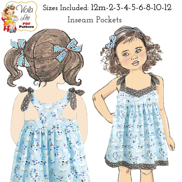Girls Dress PDF Sewing Pattern for Razor Back Toddler Dress with Inseam Pockets for Flower Girl Dress or Beach Photo Dress. Melanie