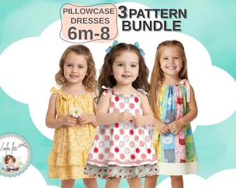 BUNDLE of 3 Pillowcase Dress Sewing Patterns. Quick & Easy for Beginners. PDF Instant download.