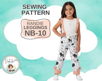 Patrón de costura para leggings de niña en tejido de punto. Descarga instantánea en PDF. Randie