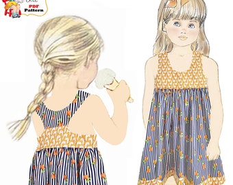 Girls Sewing Pattern, Racer Back Dress & Top. Digital PDF Instant Download, Sonia